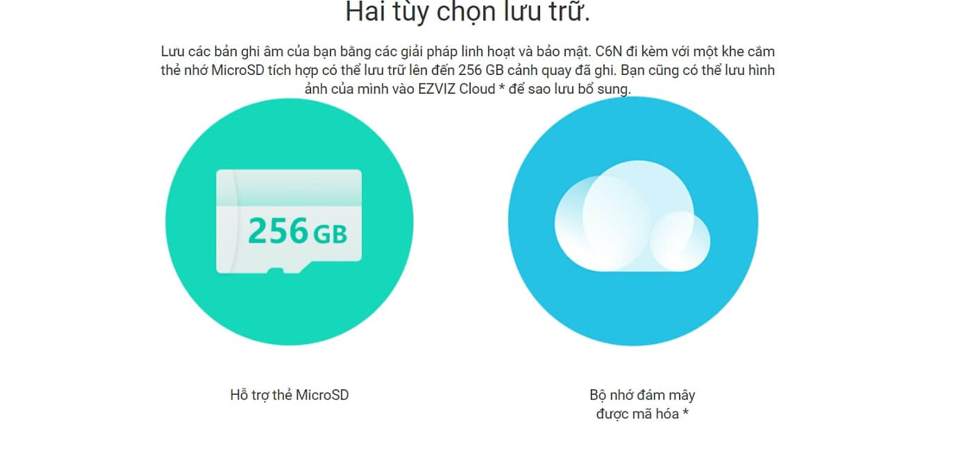 ezviz c6n tùy chọn lưu trữ