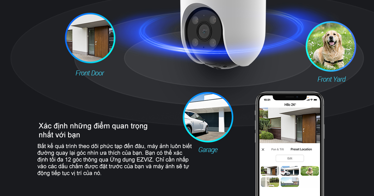 Camera Ezviz H8C 2K+ độ phân giải 4MP tích hợp nhiều tính năng AI thông minh